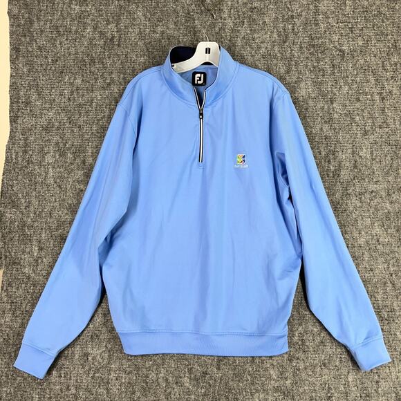 Footjoy Mens Golfing Quarter-Zip Pullover Jacket Large Blue Golf Staff‎ - Picture 1 of 9